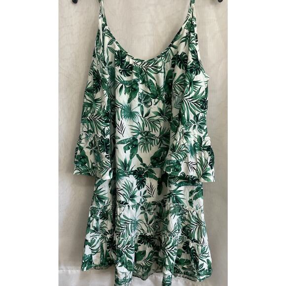 Solitaire swim white cold shoulder tunic cover-up, women Large Green‎ White - Picture 6 of 6